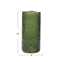 Hello Honey® 9" Green Seeded Glass Hurricane Vase