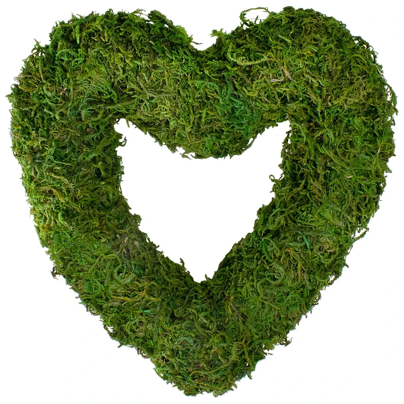 Reindeer Moss Heart Twig Artificial Wreath Green 13.5"