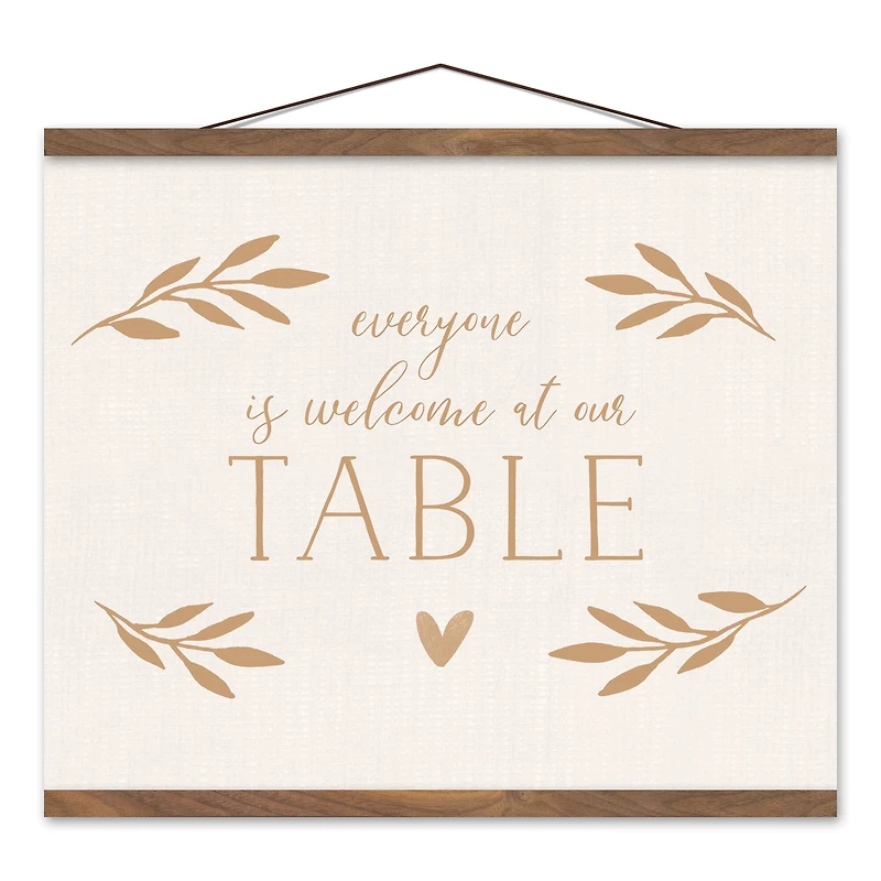 Welcome At Our Table 20" x 16" Teak Hanging Canvas