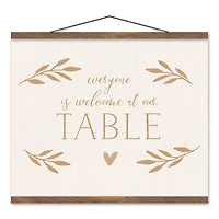 Welcome At Our Table 20" x 16" Teak Hanging Canvas