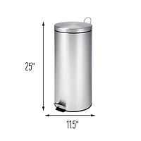 30L Round Stainless Steel Step Trash Can With Step Pedal