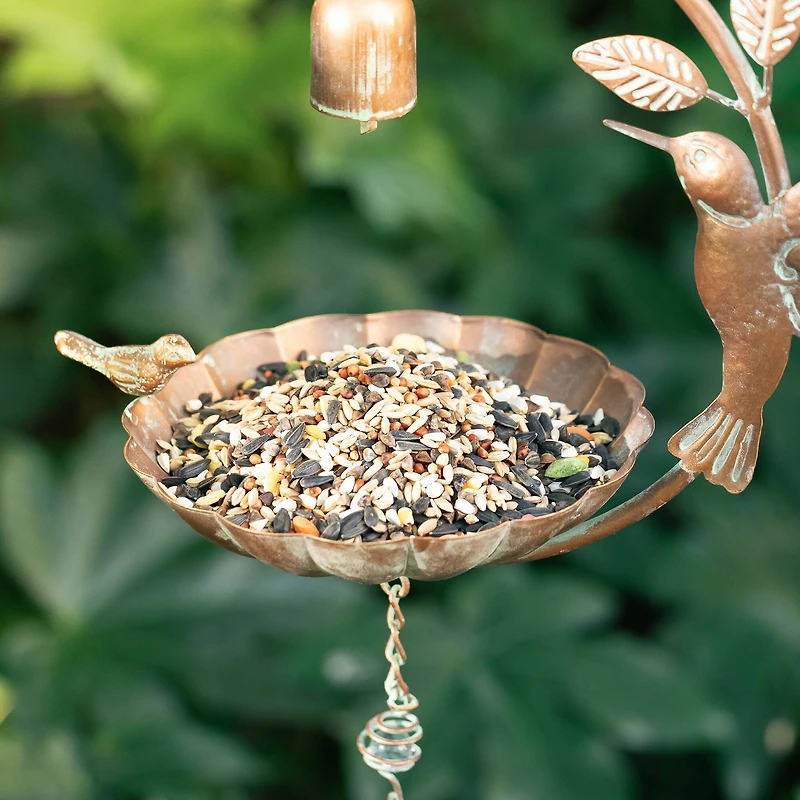Glitzhome® 25" Faux Copper Patina Finish Hummingbird Hanging Bird Feeder