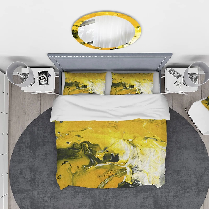 Designart 'Yellow Acrylic Marble' Modern & Contemporary Bedding Set
