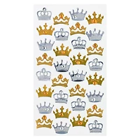 12 Packs: 32 ct. (384 total) Silver & Gold Crown Gemstone Stickers by Recollections™