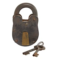Industrial Gray Metal Lock and Keys Decor, 6.5" x 4" x 1"