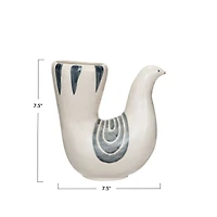 Hello Honey® 7.5" White, Gray & Blue Hand-Painted Stoneware Dove Vase