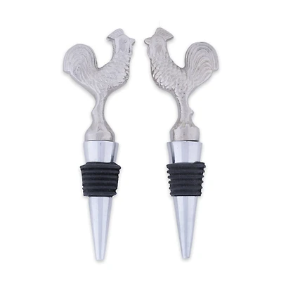 Silver Rooster Bottle Stopper Set