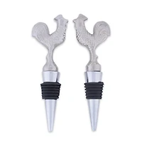 Silver Rooster Bottle Stopper Set