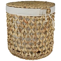 16'' Natural Woven Laundry Hamper Basket with Cotton Liner and Lid