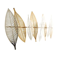 Gold Metal Leaf Wall Décor with Silver Accents