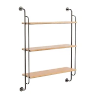 Brown Iron Industrial Wall Shelf, 33" x 25" x 7"