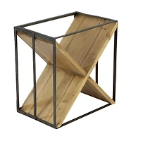 16" Wood & Metal Contemporary Wine Holder Rack