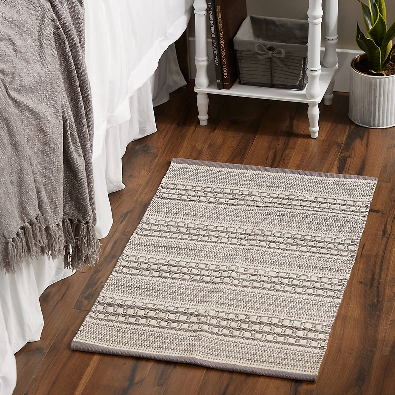 DII® Gray Dobby Stripe Hand-Loomed Rug, 2ft. x 3ft.