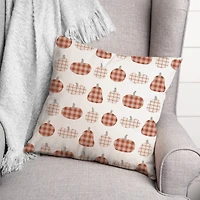 Patch Pumpkins Pattern Throw Pillow