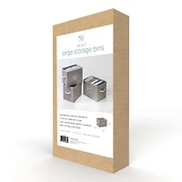 Honey Can Do Heather Gray Large Fabric Storage Bins with Handles, 3ct.