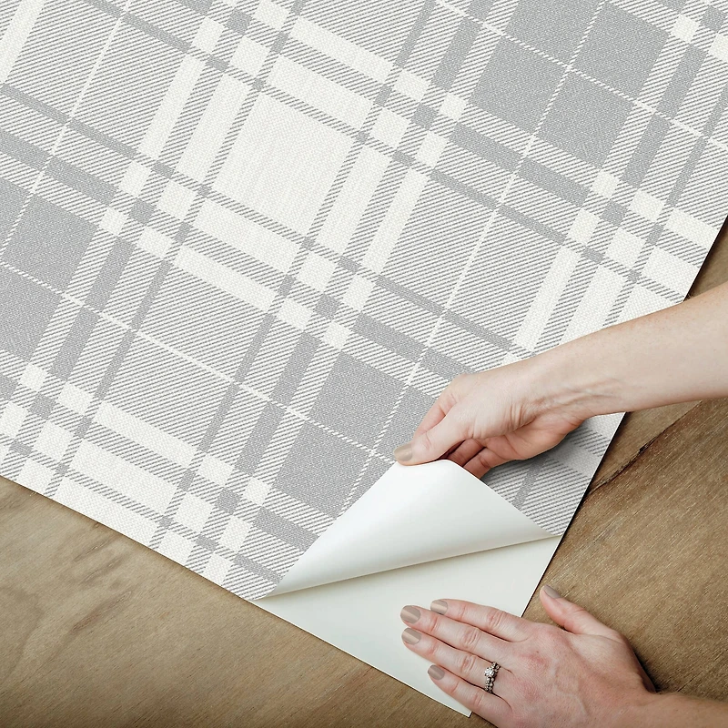 InHome Franklin Plaid Gray Peel & Stick Wallpaper