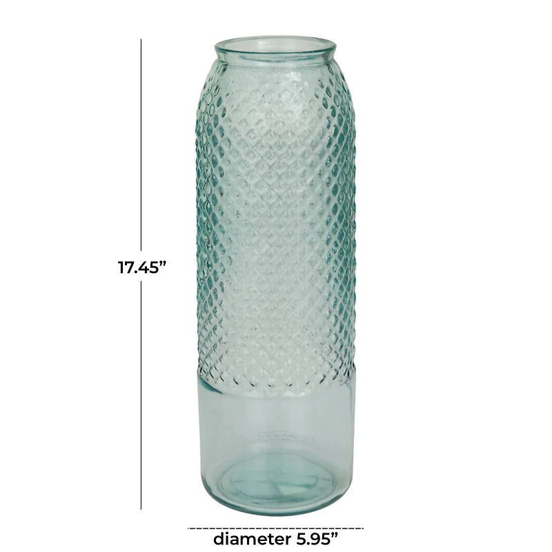 Blue Recycled Glass Handmade Spanish Vase 6" x 6" x 17"