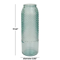 Blue Recycled Glass Handmade Spanish Vase 6" x 6" x 17"