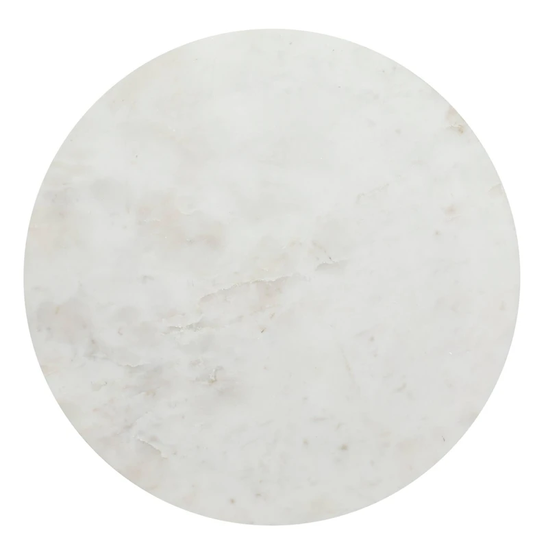 18" White Mango Wood & Marble Farmhouse Accent Table