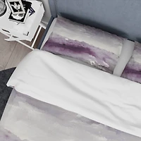 Designart 'Midnight at the Lake II Amethyst and Grey' Geometric Bedding Set