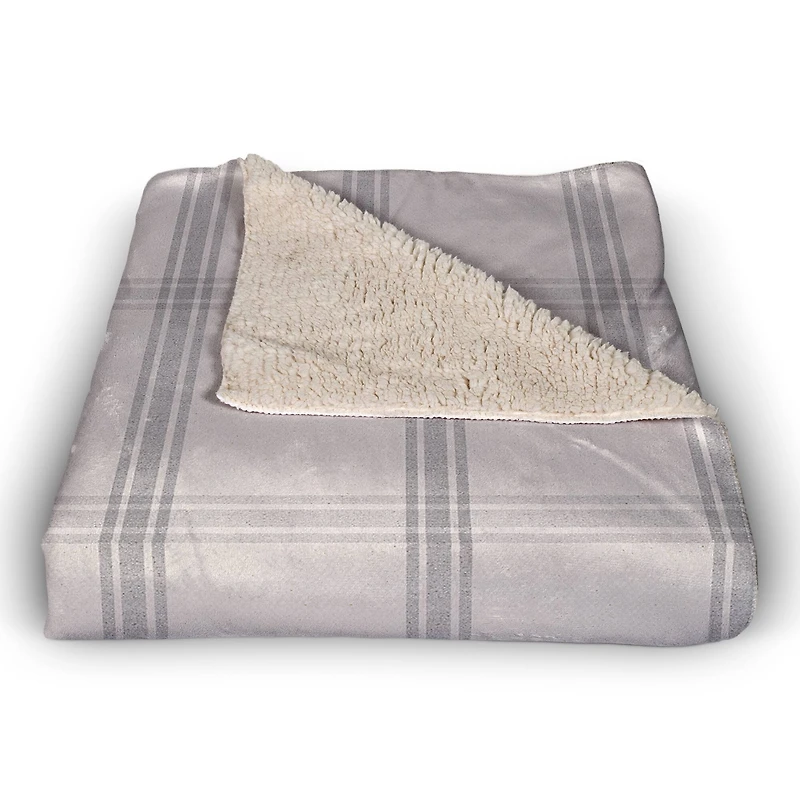 Gray Plaid Pumpkins Sherpa Fleece Blanket