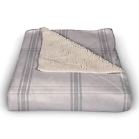 Gray Plaid Pumpkins Sherpa Fleece Blanket