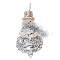Ornate Santa & Snowman Finial Ornament Set
