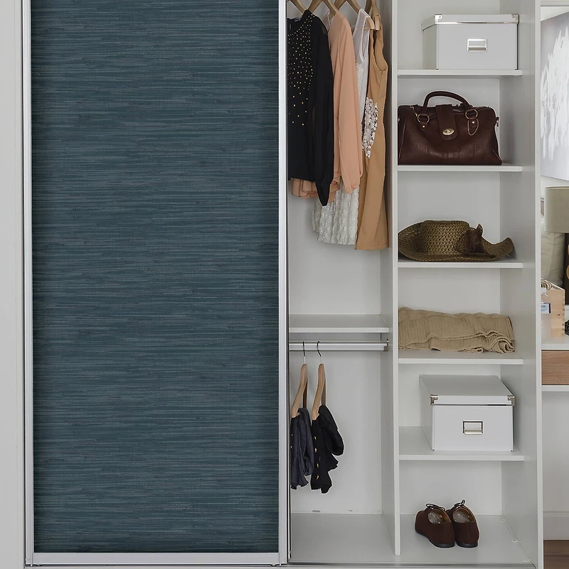 NuWallpaper Navy Grassweave Peel & Stick Wallpaper