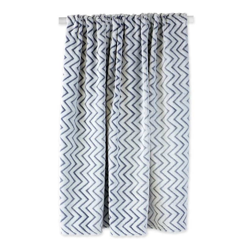 DII® French Blue Chevron Plush Throw
