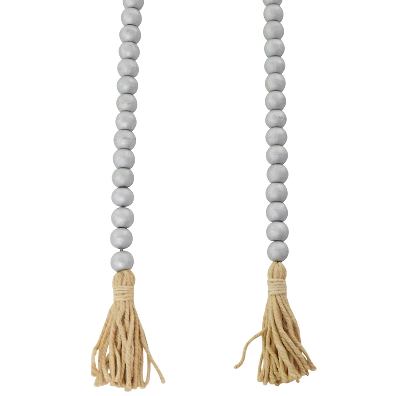 Silver Mango Wood Beaded Garland with Tassel