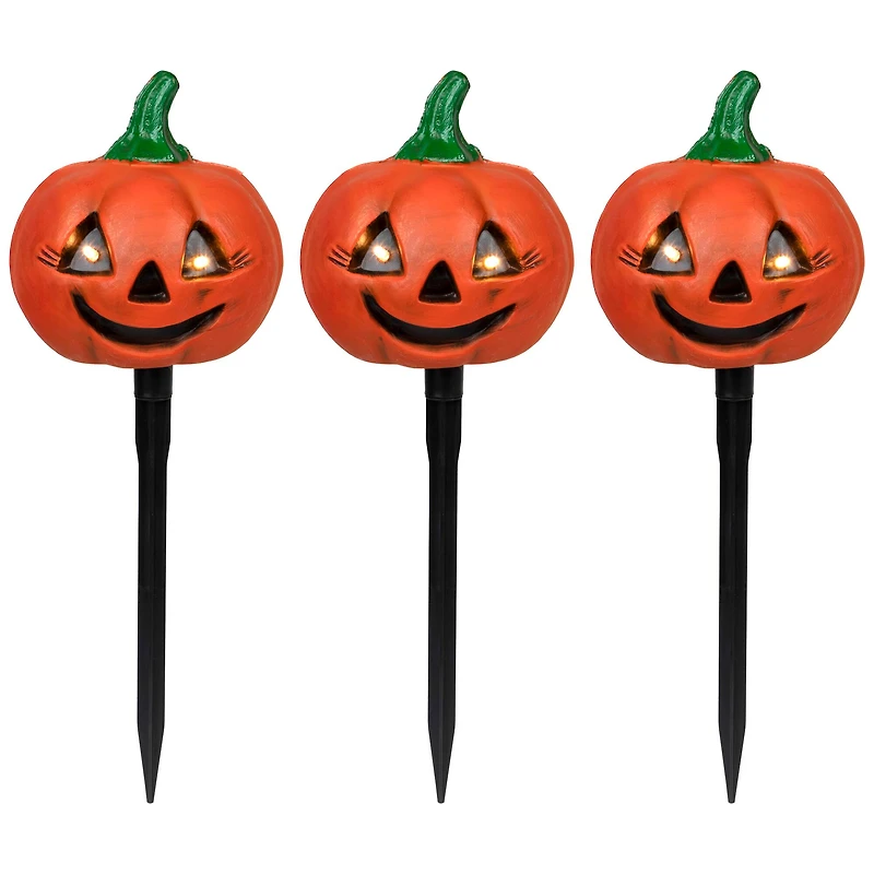Lighted Jack-o-Lantern Halloween Pathway Markers Set, 3ct.