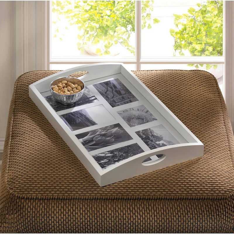 19" White Photo Frame Tray