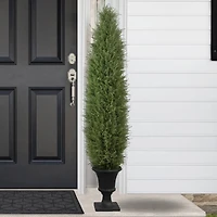5ft. Unlit Artificial Cedar Pine Arborvitae Tree in Urn Style Pot