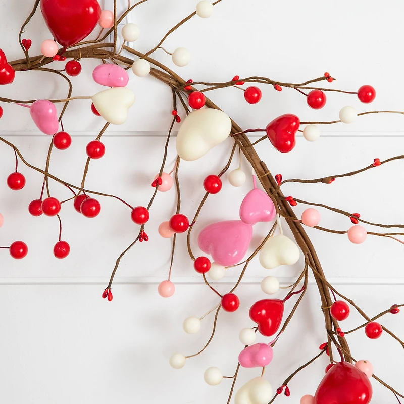 6ft. Artificial Valentine's Day Heart & Berry Twig Garland