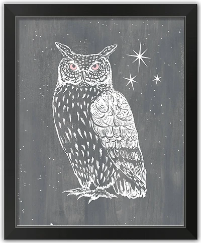 Owl Print Black Framed Print Wall Art