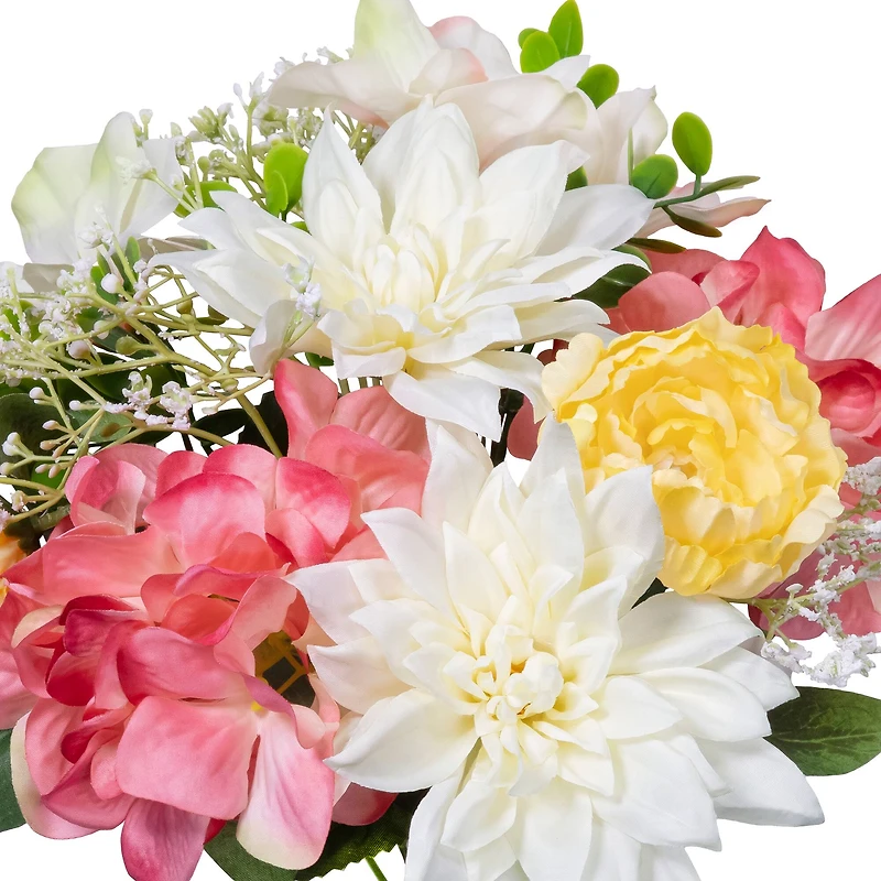 12" Pink & White Dahlia & Hydrangea Deluxe Bush by Ashland®