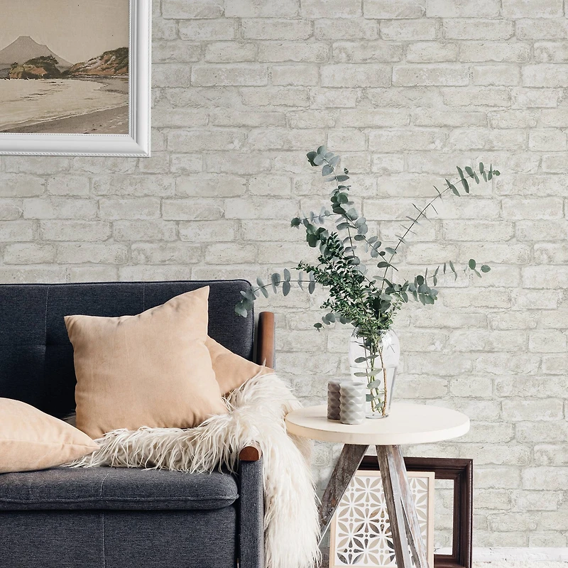 InHome White Denver Brick Peel & Stick Wallpaper