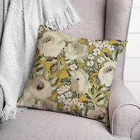 Yellow Floral 18" x 18" Throw Pillow