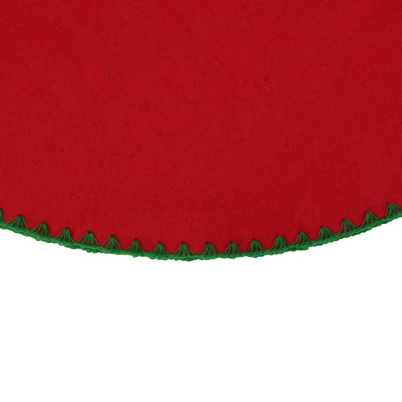 26" Christmas Traditions Cardinal Red with Green Stitching Mini Tree Skirt