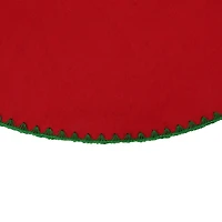 26" Christmas Traditions Cardinal Red with Green Stitching Mini Tree Skirt