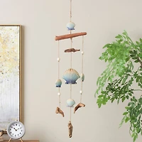 3ft. Blue Ceramic Shell Handmade Ombre Windchime with Driftwood & Bead Accents