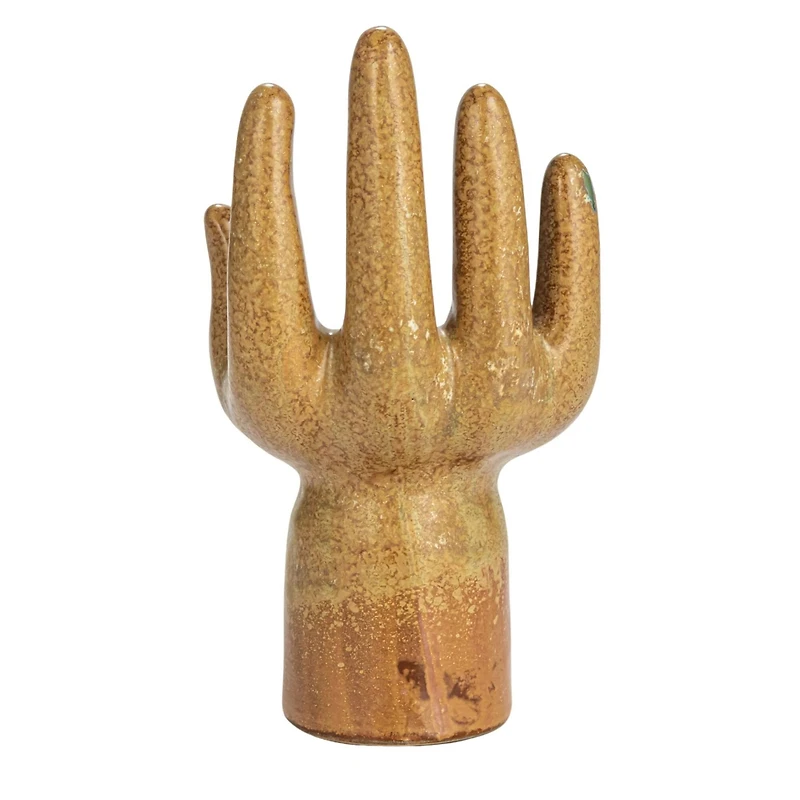 Hello Honey® 8.5" Brown Decorative Stoneware Hand with Reactive Glaze & Footed Base