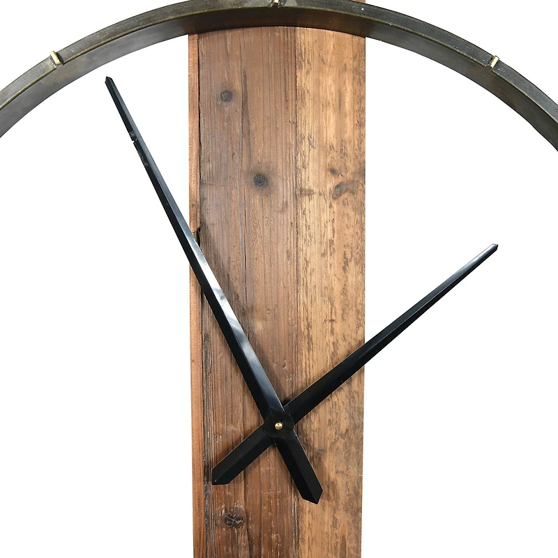 2.5ft Metal and Wood Wall Clock