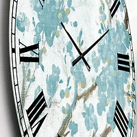 Designart 'Teal Cherry Blossoms I Traditional Wall Clock