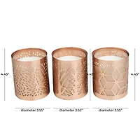 White Wax Campfire Scented Candle with Geometric Copper Containers, 3ct.