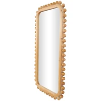 24" x 45" Brown Wood Wall Mirror with Beaded Frame