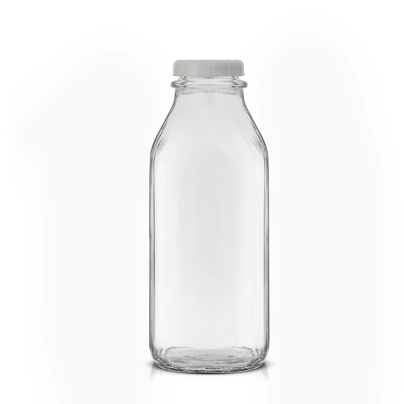 JoyJolt® Reusable Glass Milk Bottle Set with Lid & Pourer