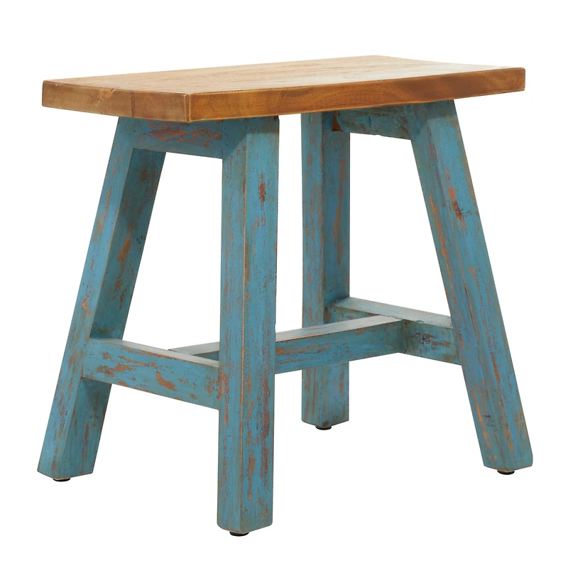 18" Blue Mahogany Farmhouse Stool