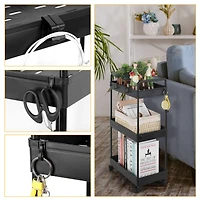 Black 3-Tier Slim Storage Kitchen Cart Set
