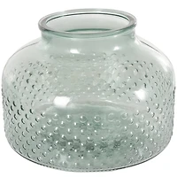 12.25" Green Glass Wide Spotted Decorative Vase